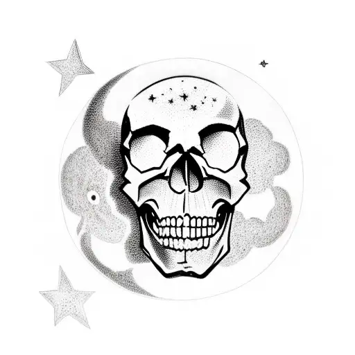 Skull With A Moon And The Stars