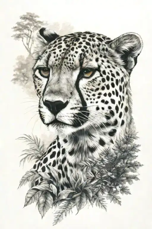 Cheetah With Forest Landscape