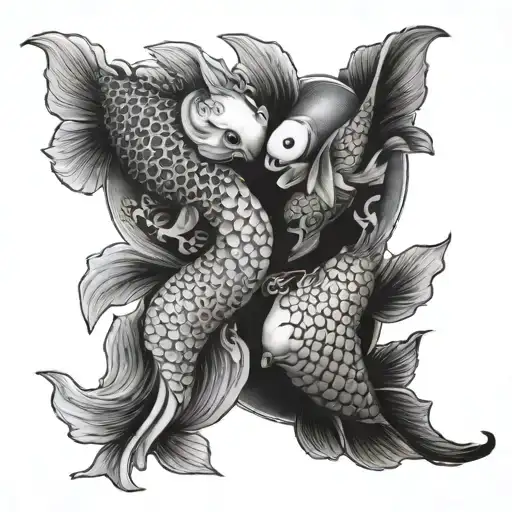 Koi Fish Yin Yang Symbol Merging