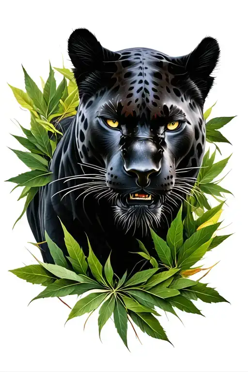 Black Panther Hidden In The Leaves
