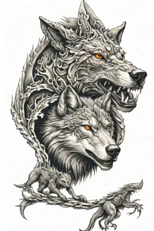 Wolf And Dragon Wrapped