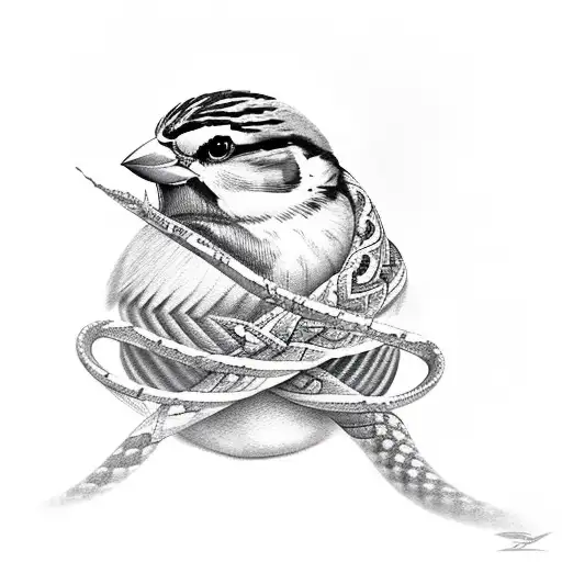 Sparrow With Snake
