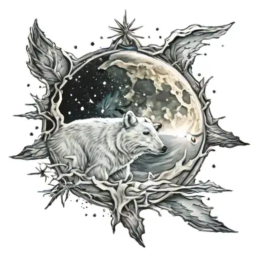 Arctic Night Sky With Moon