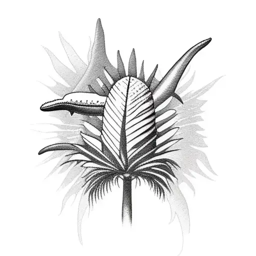 Palm Tree With Dolphins Sleeve