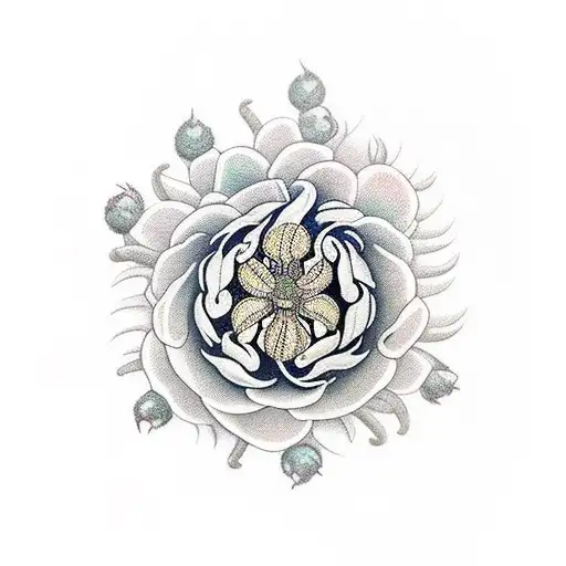 Scorpion With Chrysanthemums Flower And Topaz Gem