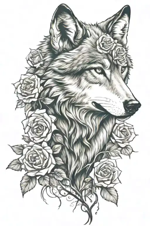 Wolf Blended By Roses