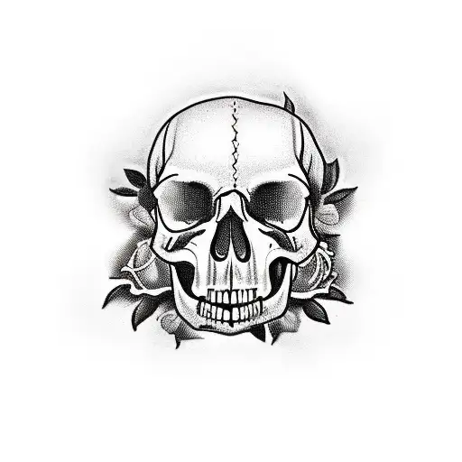 Dagger Going Through A Skull With Dead Roses A Gravesite And Somebody Sitting Beside The Gravesite