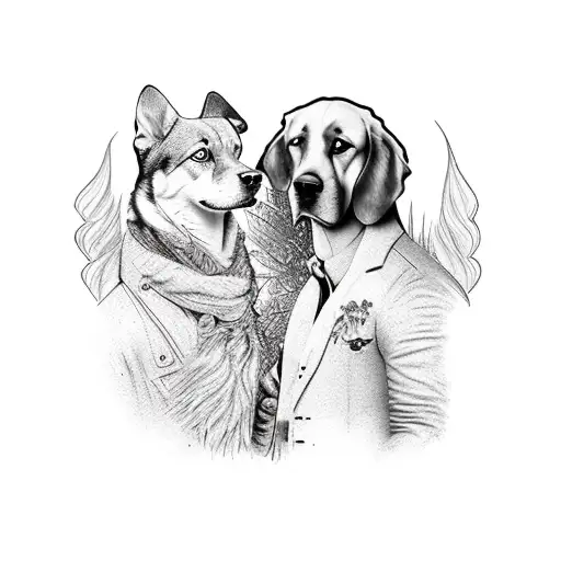 Dog And Man In The Woods