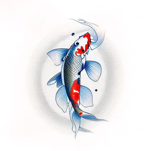 Koi Fish With Lotuses