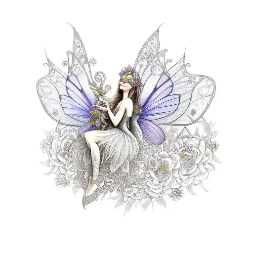 Whimsical Fairy Surrounded By Intricate Floral Patterns