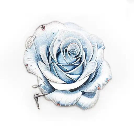 Blue Butterfly And Rose Birth Flower