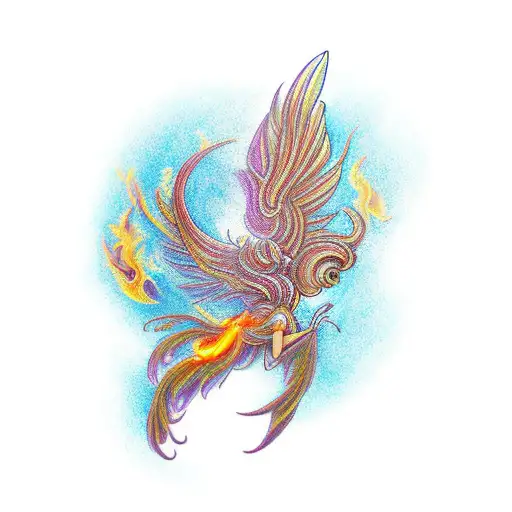A Butterfly Changing Into A Beautiful Fiery Phoenix