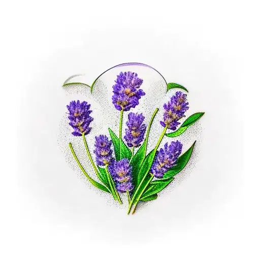 Lavender Herb And Four Leaf Clovers In A Bundle