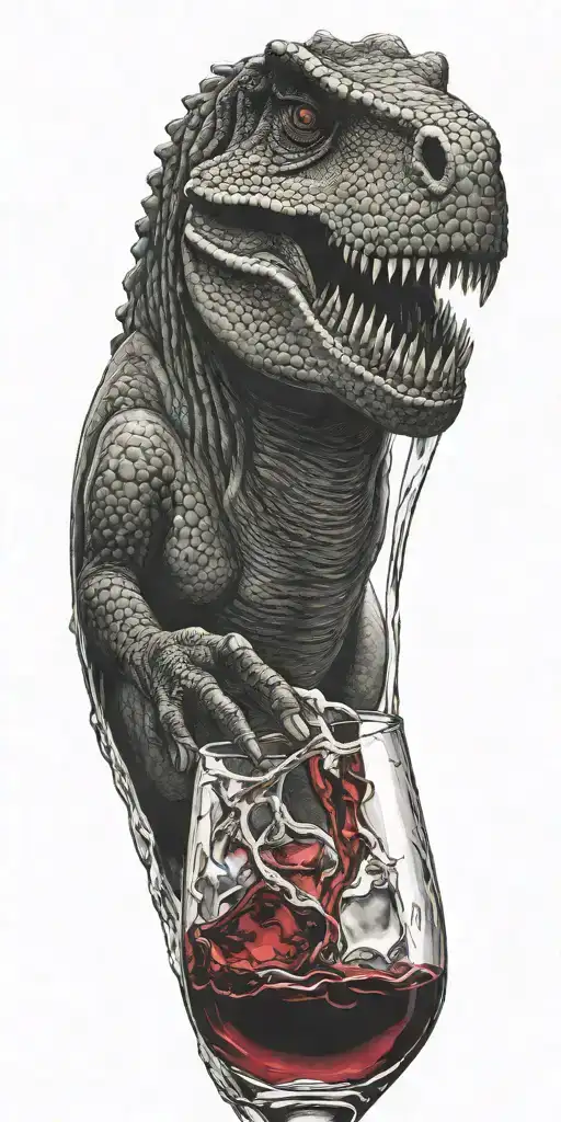 Aquarius Dinosaur Drinking Wine