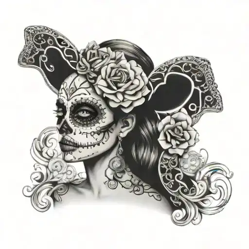 A Woman Wearing Sugar Skull Makeup