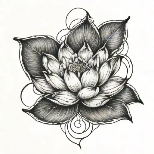 Unalome Symbol With Lotus Flower Blooming