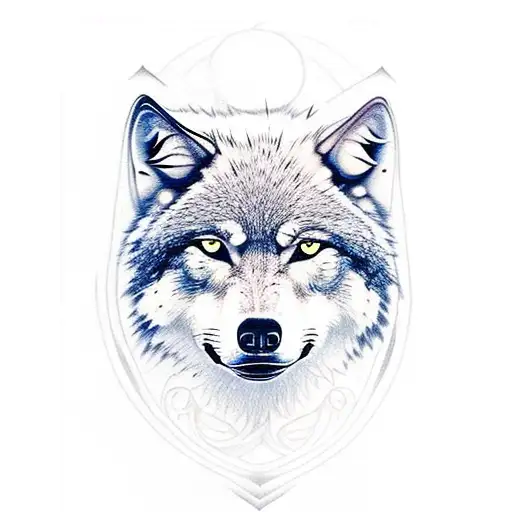 Full Moon And Wolf And Mountain