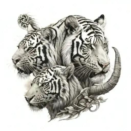 Background For Tiger Head And Elephant Head