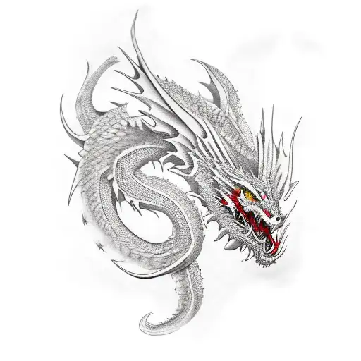 White Dragon Flying With Black Pegasus