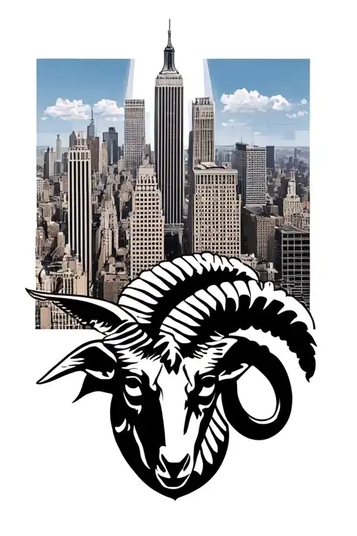 Nyc Skyline Buildings With Dominican Tribute Along With Capricorn Insignia