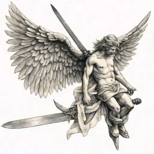 Fallen Angel Holding A Sword