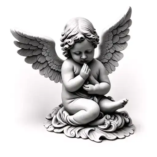 Baby Angel Praying Sculpture Style Design