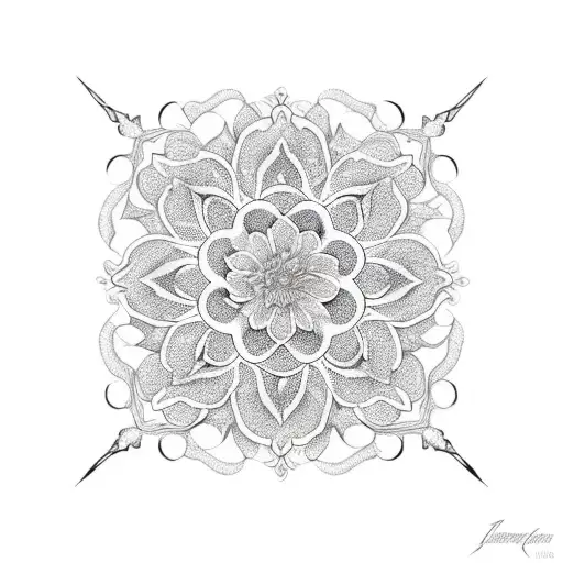 A Floral Pattern Composed Entirely Of Intricate Lines