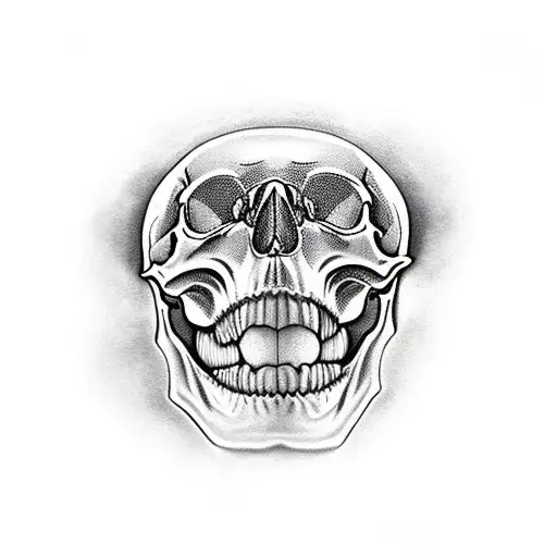 Human Skull And Rattlesnake In Mouth