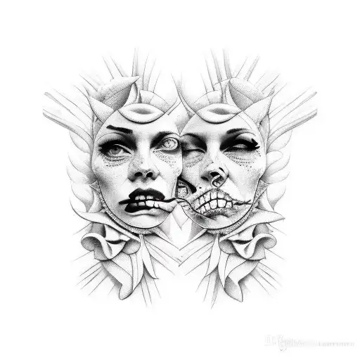 Two Faced Person Black & White