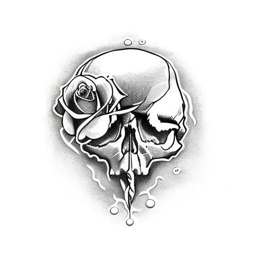 Skull With Roses And Blood