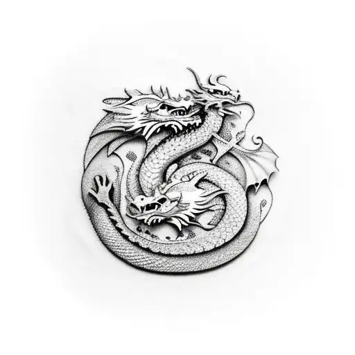 Dragon Que De Vuelta Al Antebrazo Y Termine En La Mano