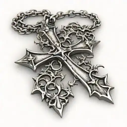 Cross Necklace With Thorns