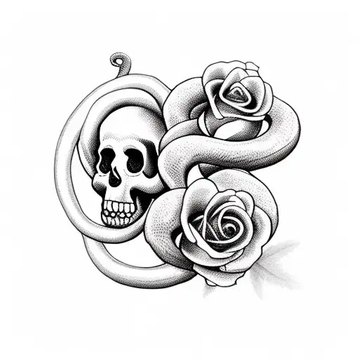 Skull And Roses And Snake
