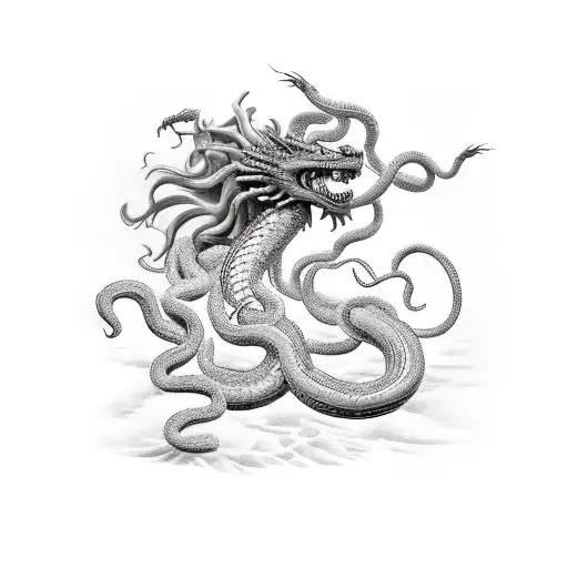 Medusa Fighting A Soldier With A Dragon