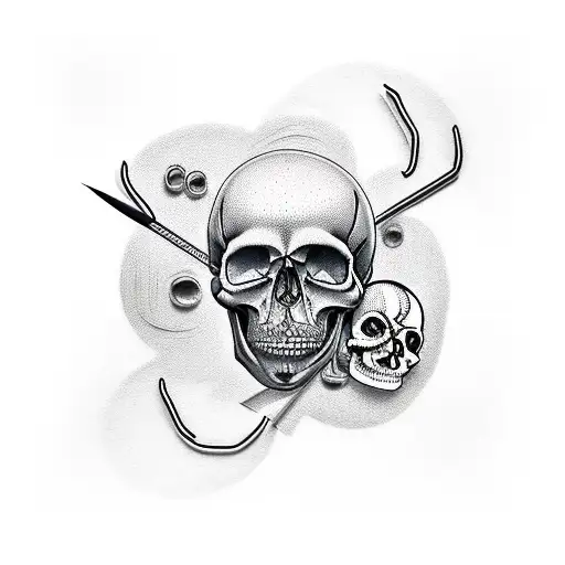 Thread With Needle And Skull
