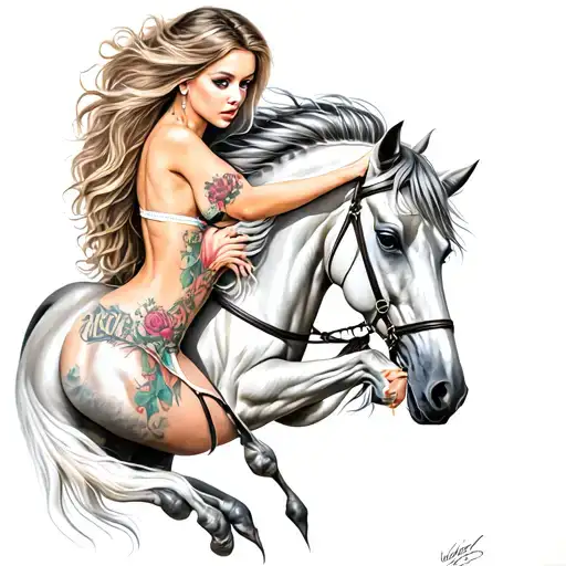 Sexy Lady Killing A Horse