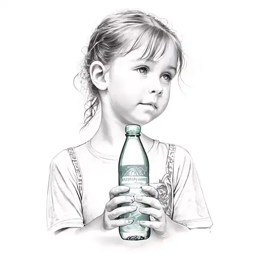 A Young Girl Holding A Bottle Of Water