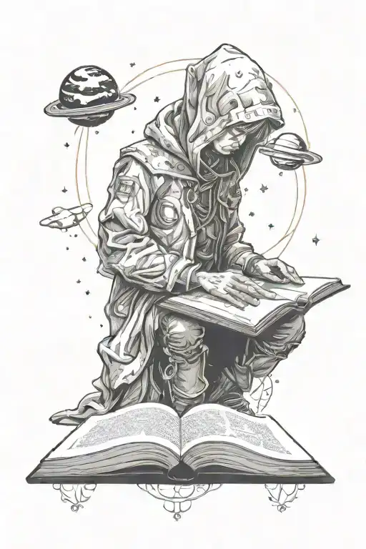 A Young Sorcerer Creating Outer Space With His Hand On A Book