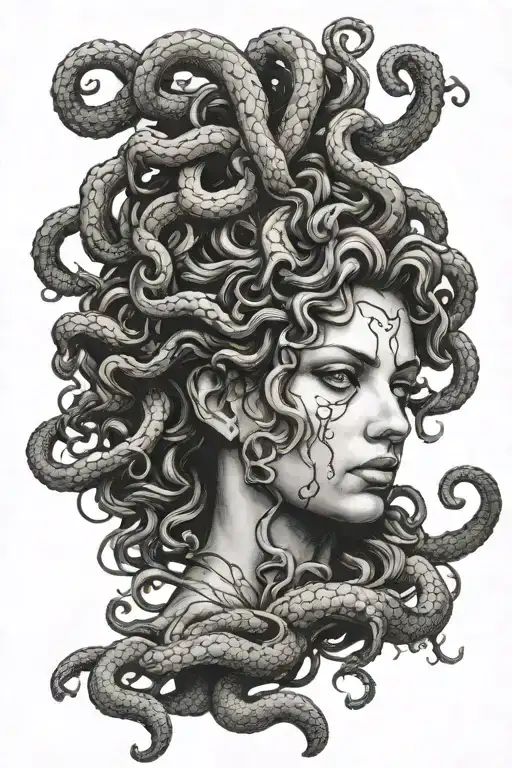 Medusa Front Portrait Realistic Portrait