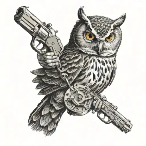 Owl Holding Guns Money Drugs