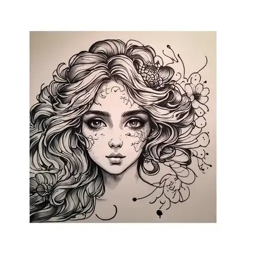 Mermaid Face Outline