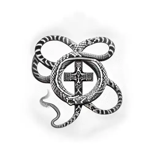 Christian Cross With Snake