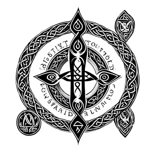 Celtic Circle With Male Celtic Rune Symble In The Center