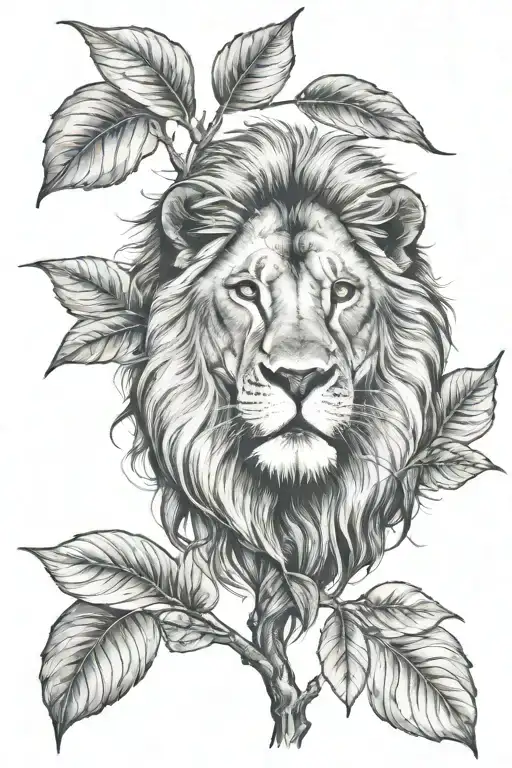 Lion In The Tree Leaf