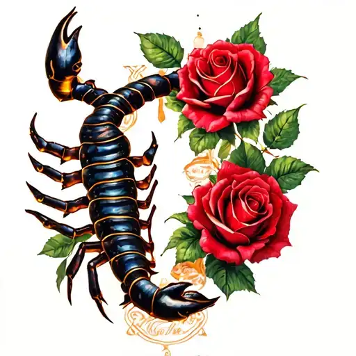 Scorpio And Libra Zodiac Sign With Red Roses Blooming