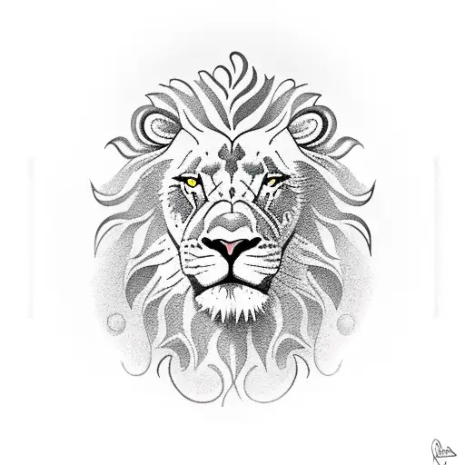 Smiling Lion With Mountains