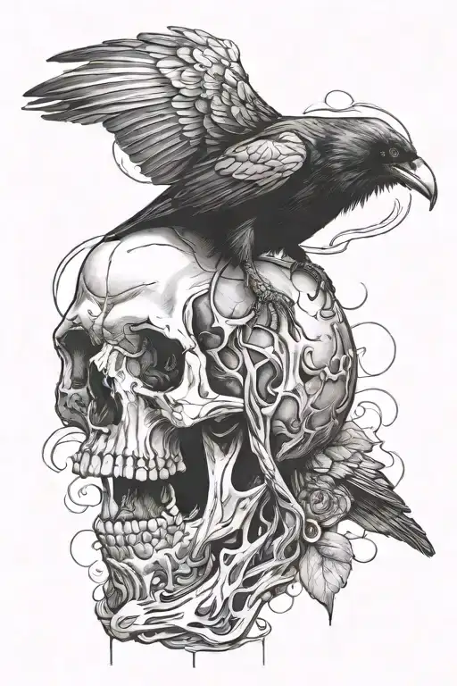 Raven On A Skull