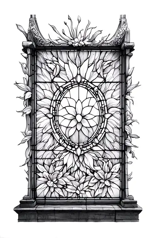 Stained Glass Window Black And White Rectangular