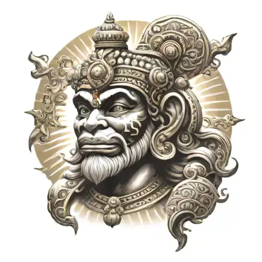 Sun Rays With Hanuman Face