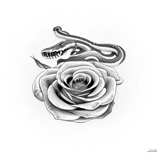 A Snake Wrapped Around A Wilted Rose With A Woman's Face In Agony